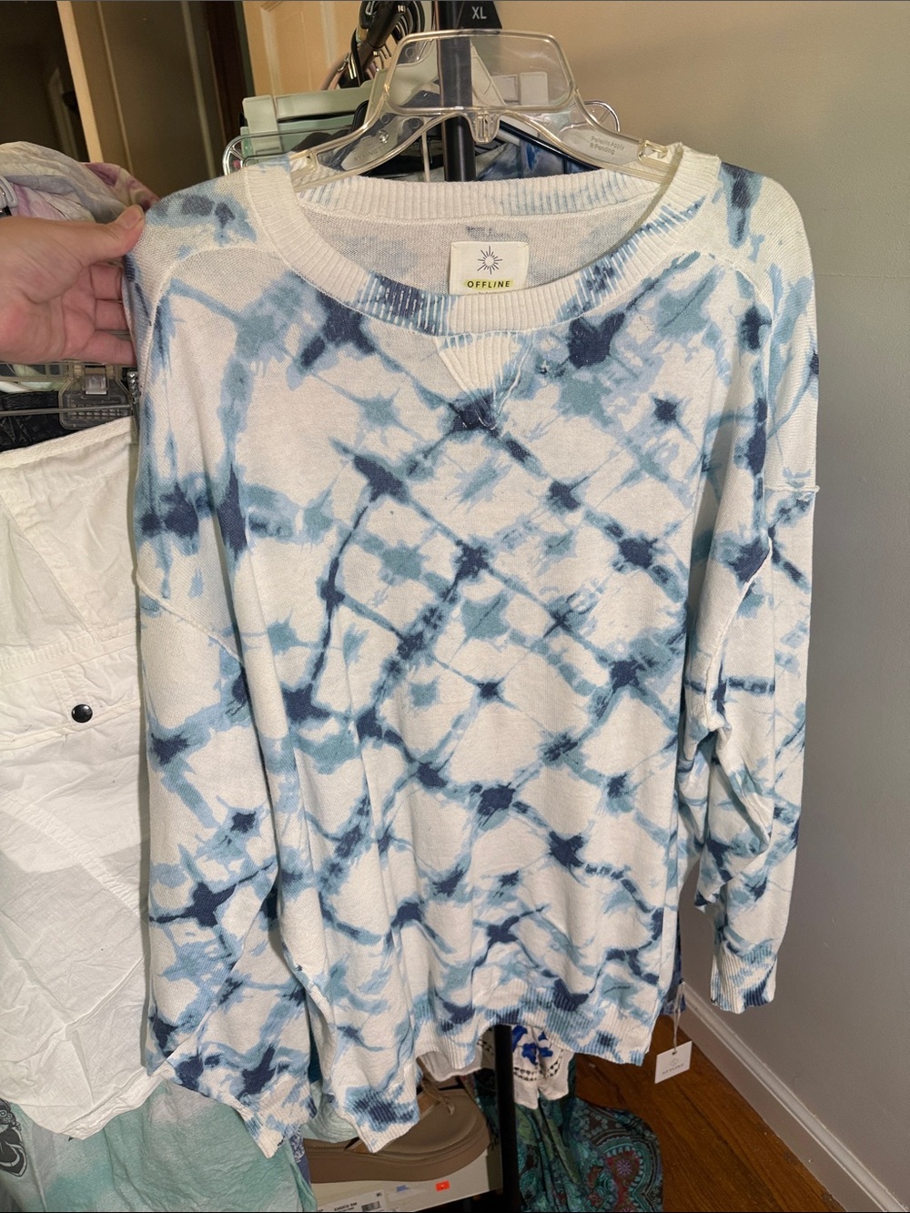 Aerie oversized Tie-Dye Blue Crewneck Sweater for Women